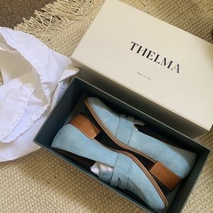 Thelma Suede Loafer in Powder Blue